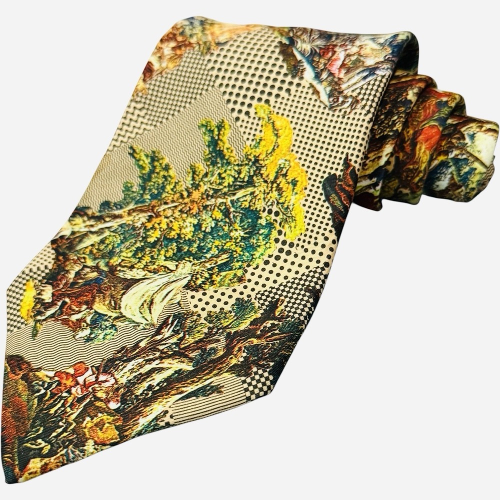 Postmodern Scenic‎ Landscape Pastoral Art Vintage 80s Necktie Power Tie